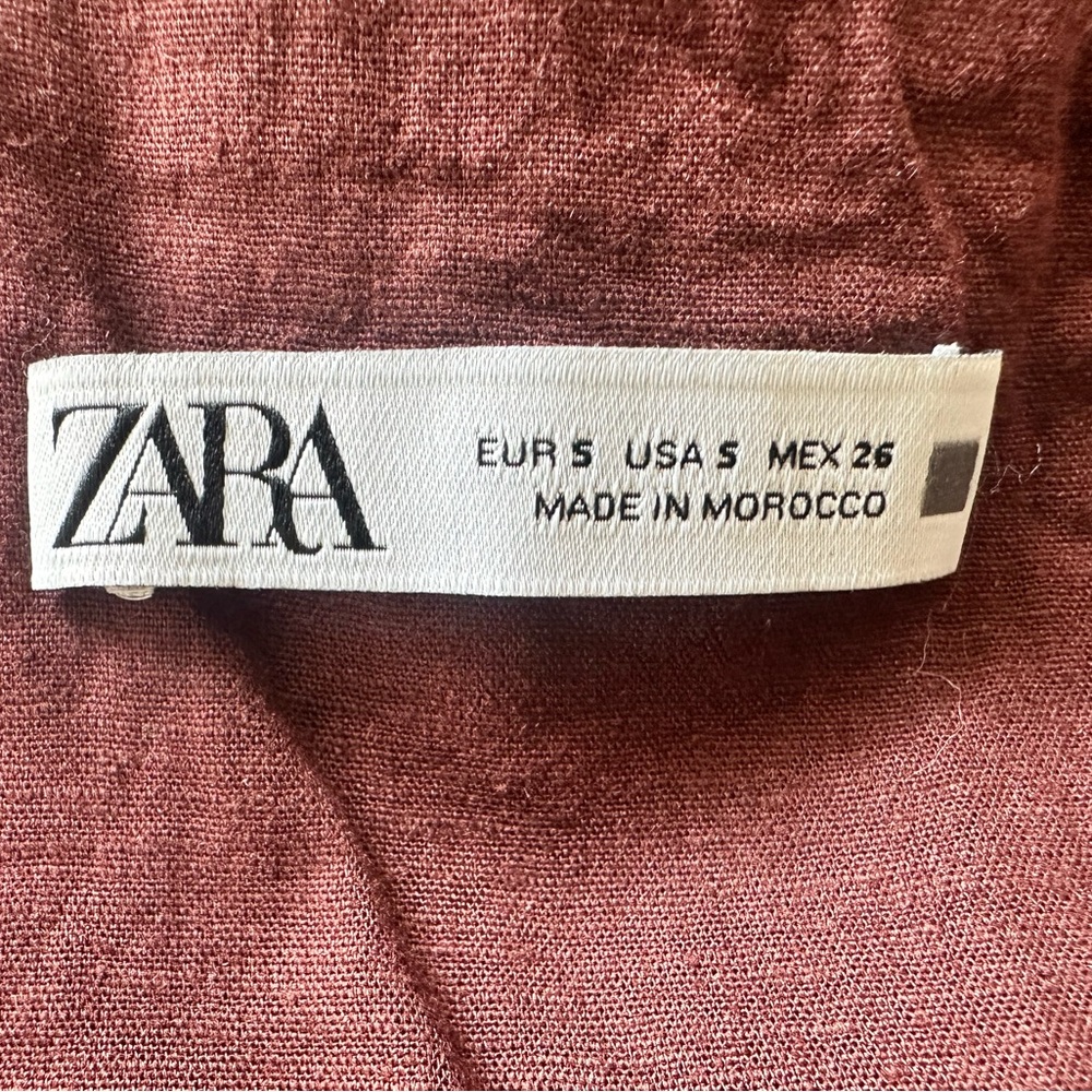 Zara Linen Blend Ruched Mini Dress. Size: Small. Good condition 🤎 - Picture 9 of 11